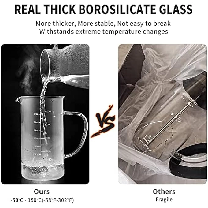 French Press - Borosilicate Glass Bamboo Lid