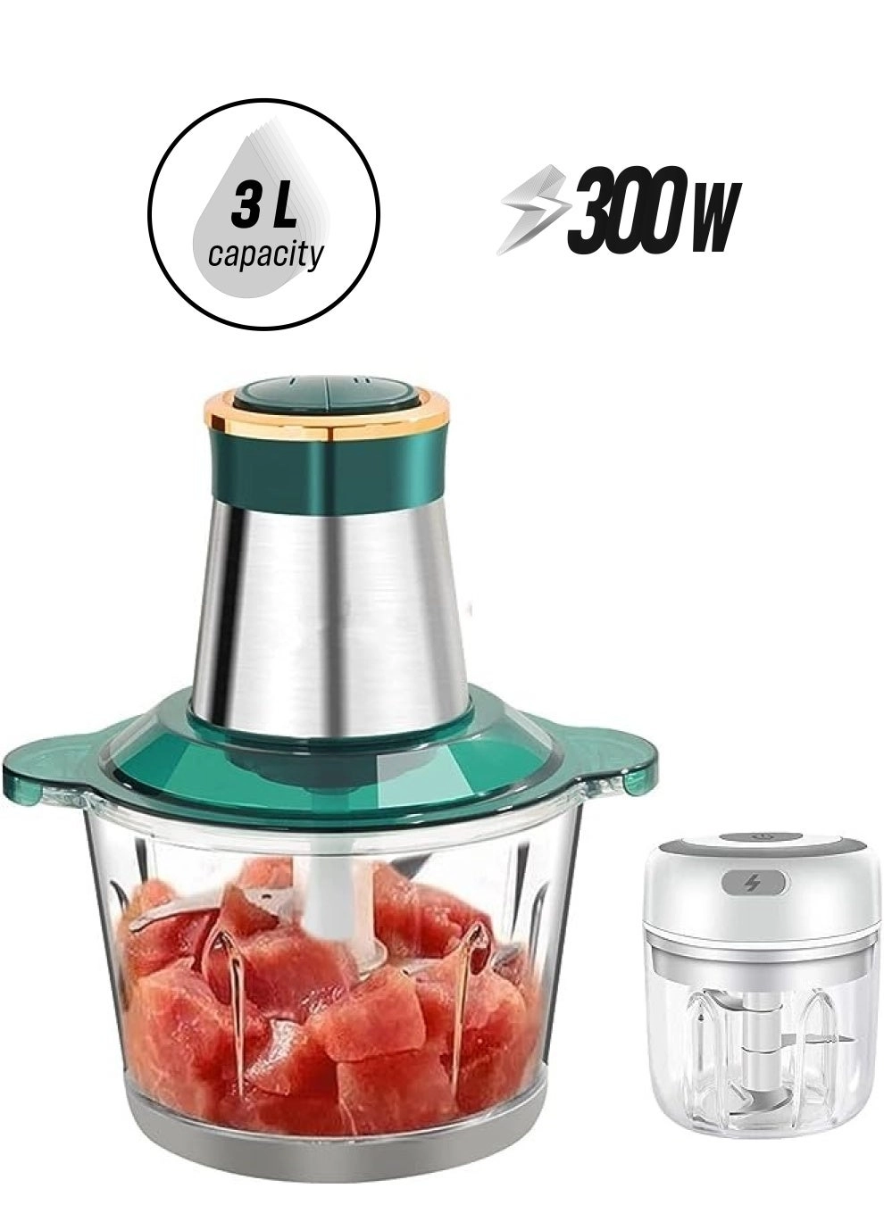 Meat Grinders Electric - 3L 300W + Electric Mini Garlic Chopper - 250Ml Usb