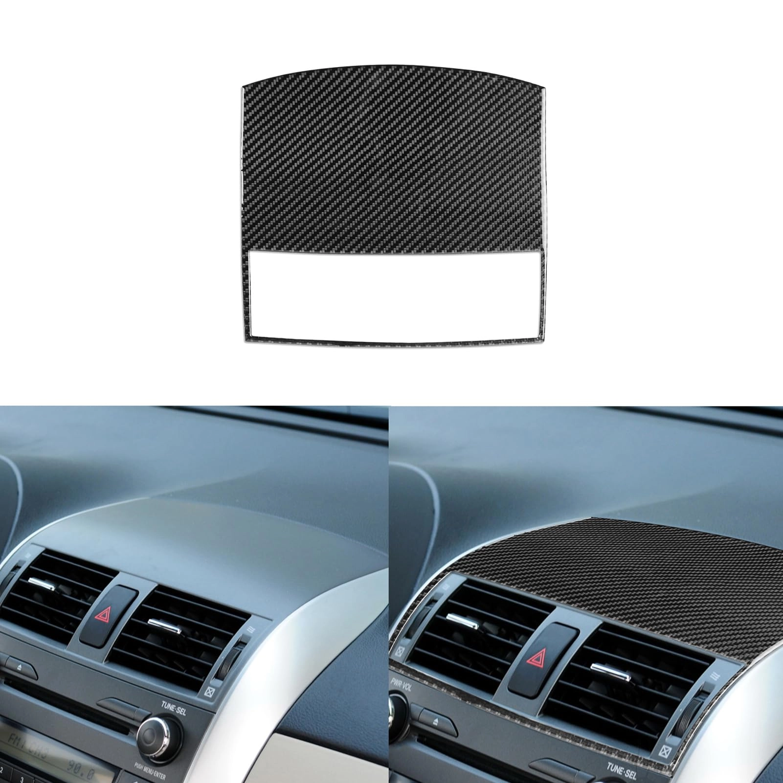 pjfus Carbon Fiber Dashboard Vent Frame Sticker - Toyota Corolla 2009 2010 2011 2012 2013 Black