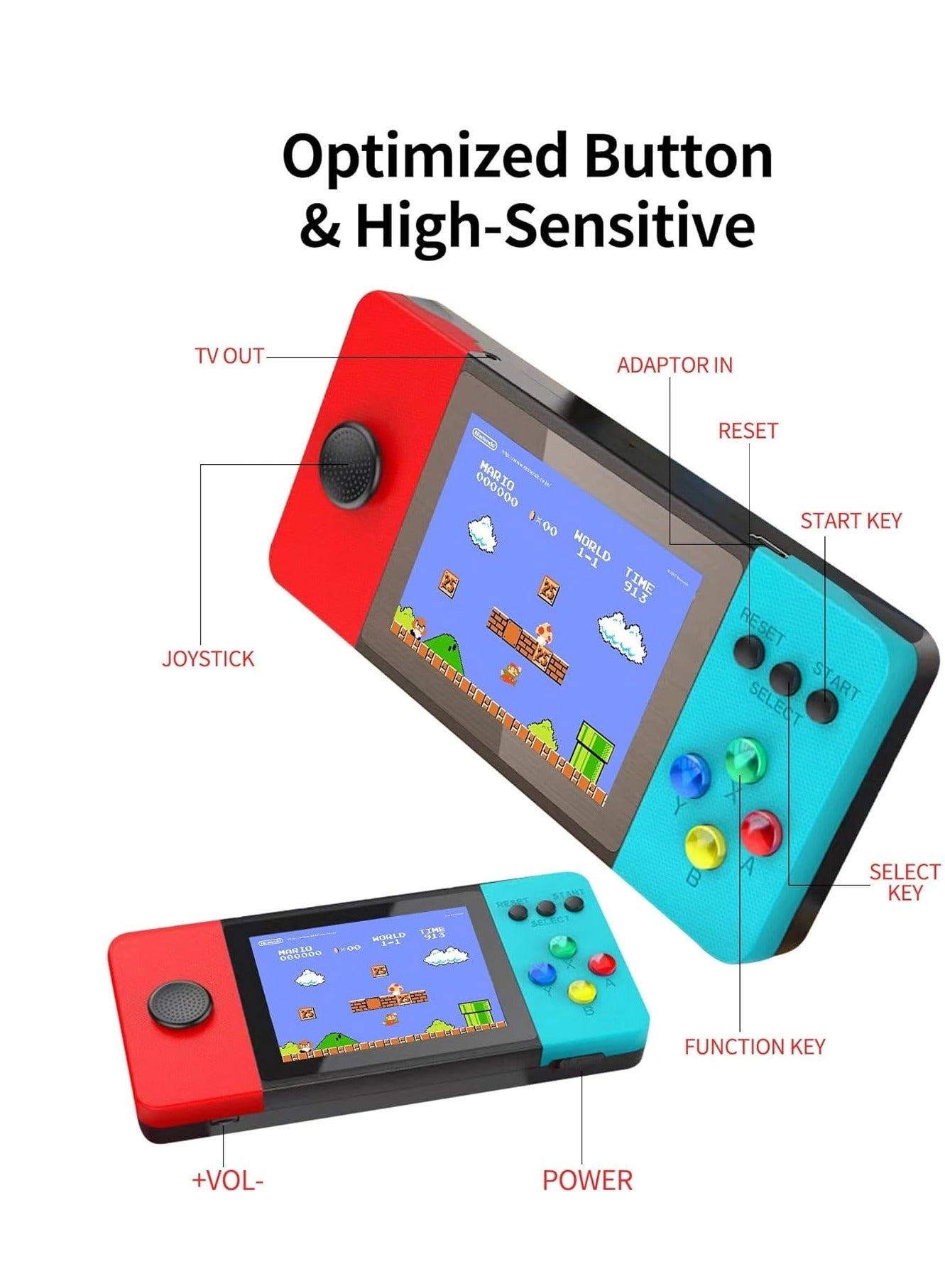 Retro Handheld Game Console - 500 FC Games 3.5" Screen 1200mAh Battery