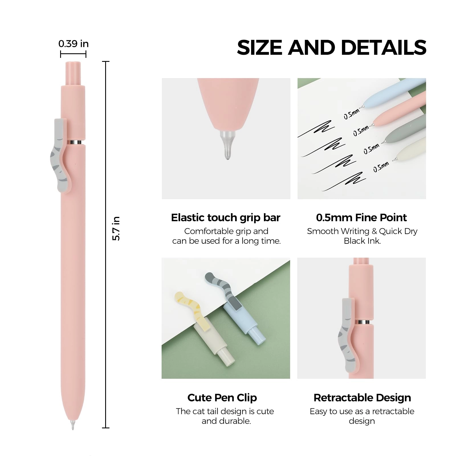 Cute Cat Pens - 4 Pcs 0.5mm