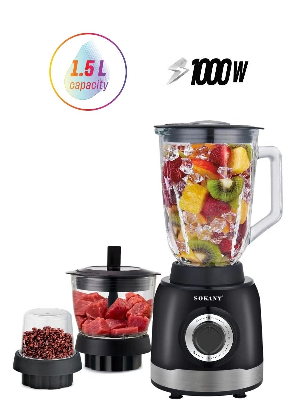 SOKANY 3-In-1 Juicer Blender - 1000 W 1.5 L
