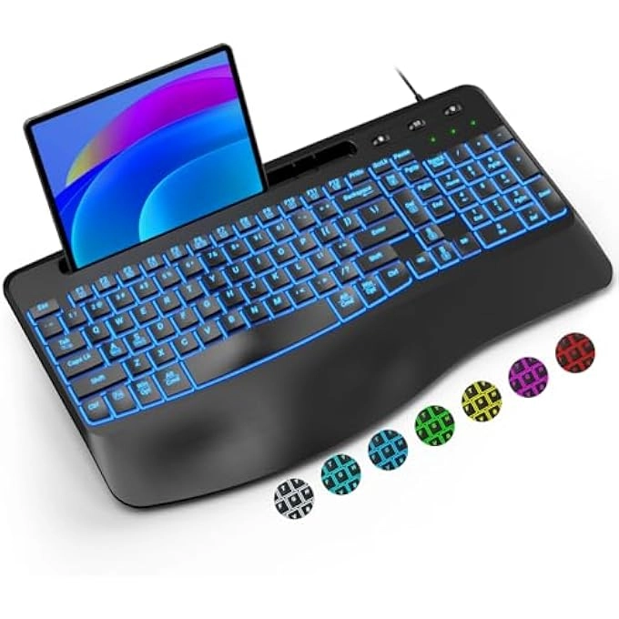 ERGONOMIC BACKLIT COMPUTER KEYBOARD - Wired
