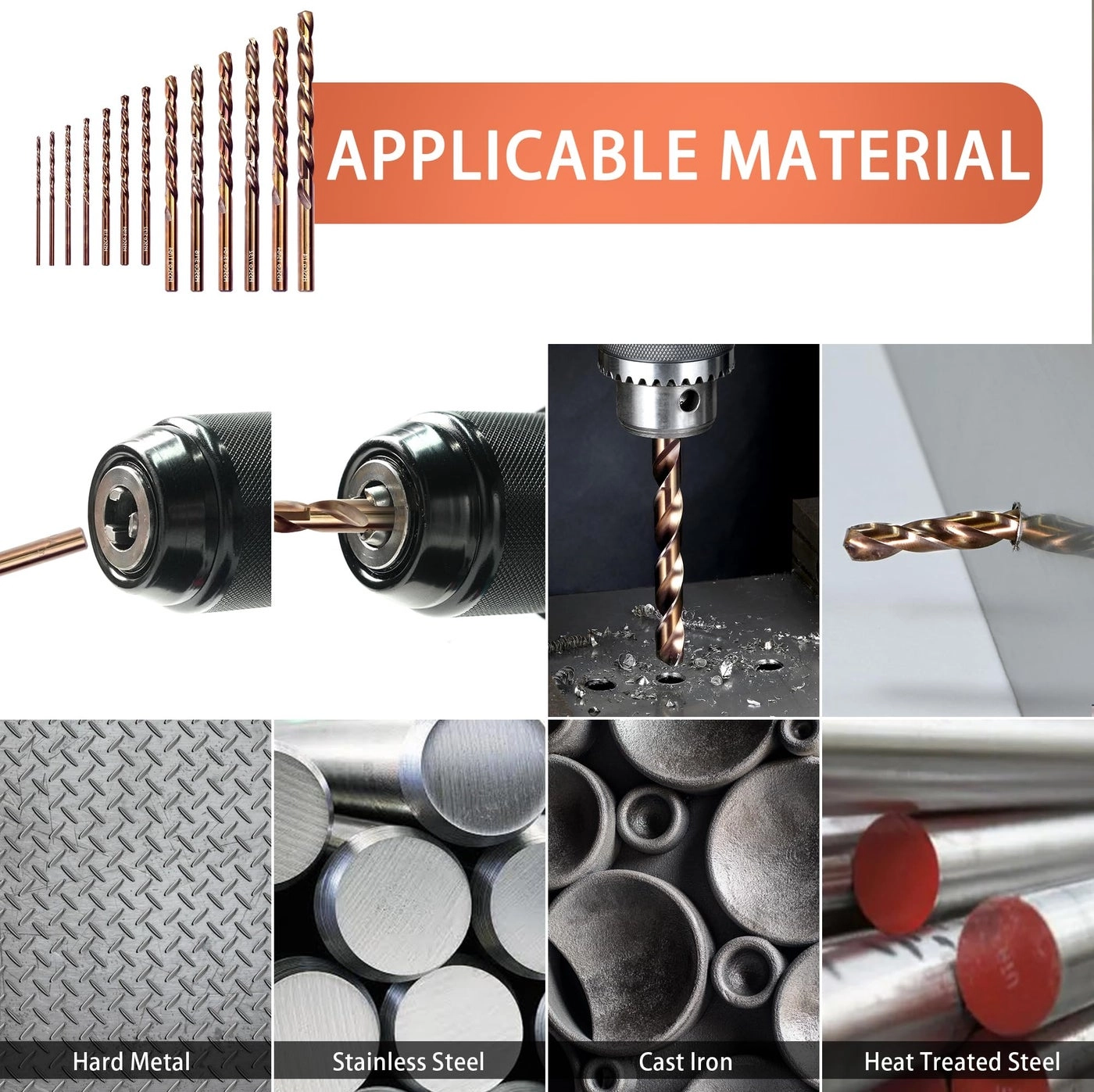 Cobalt Drill Bit Set - M35 High Speed Steel 13PCS 1/16"-1/4"