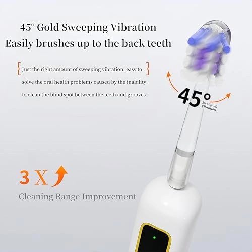 Sonic Toothbrush - 3 Brush Heads 4 Adjustable Modes 90 Days Battery