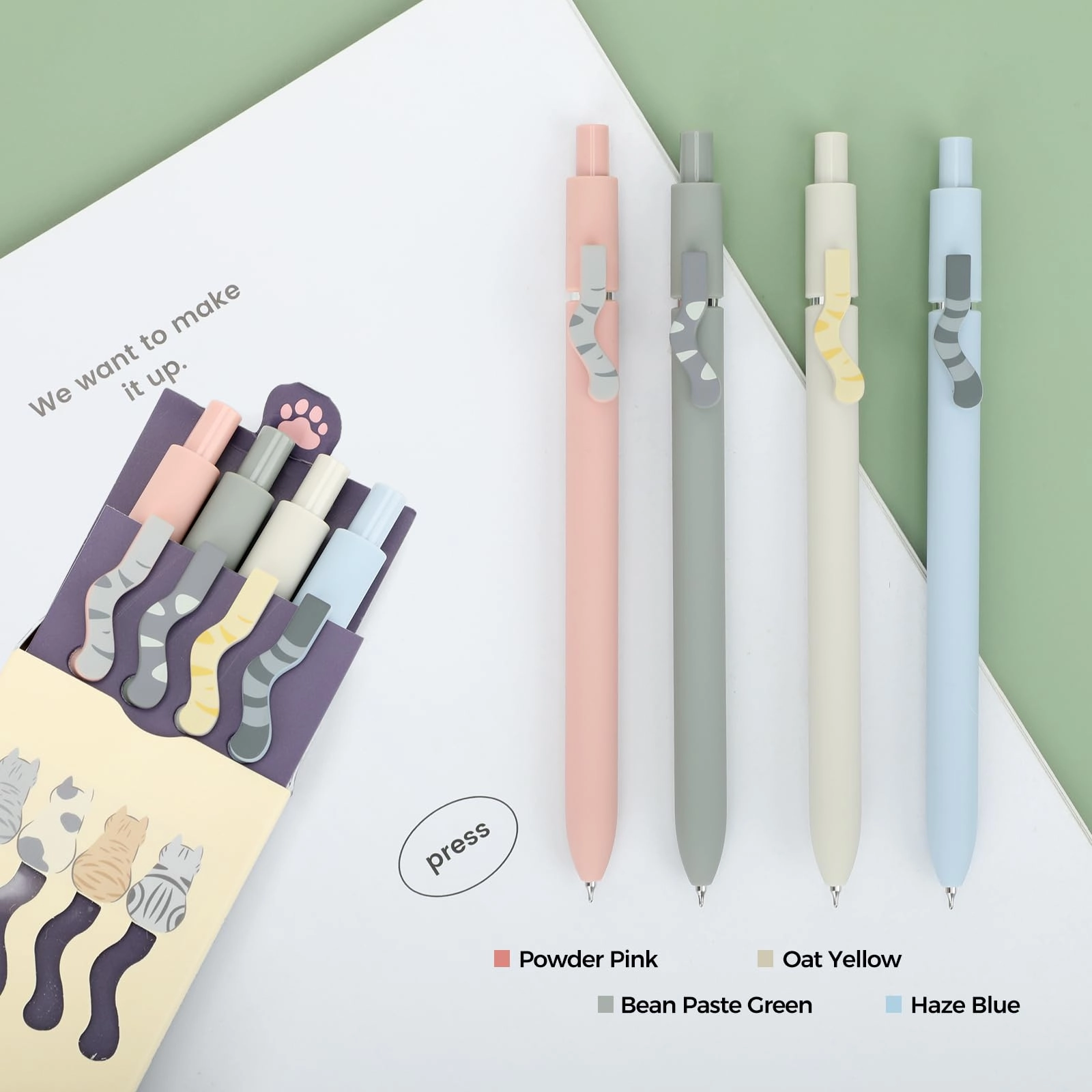 Cute Cat Pens - 4 Pcs 0.5mm