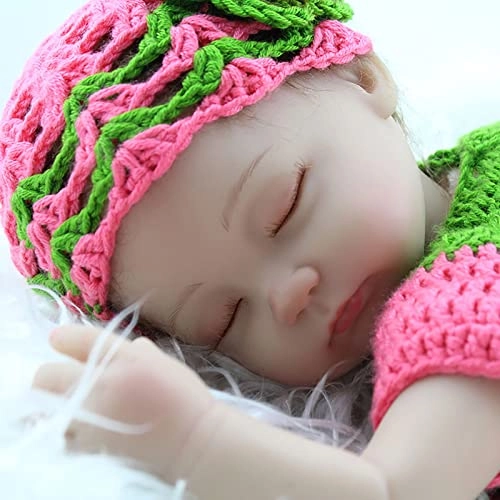 Reborn Baby Doll - 18 Inch Vinyl Cotton Body Green And Pink Thread Skirt