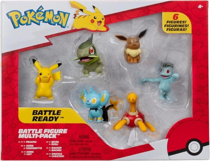 Jazwares Pikachu + Axew + Shinx + Eevee + Machop + Shuckle - Pokémon