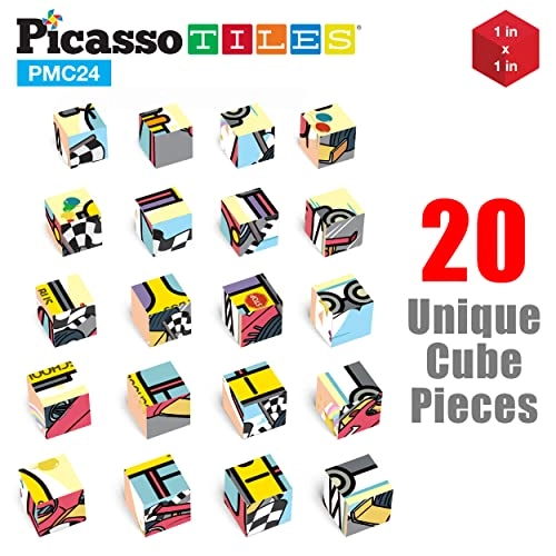 Magnetic Cube Puzzle - 20 pcs 6-in-1 Vehicle 120 Pictures