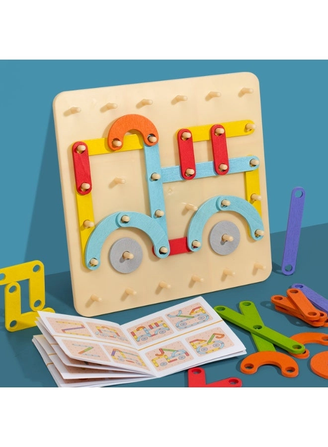 Wooden Creative Peg Board - 3+ 33 pieces