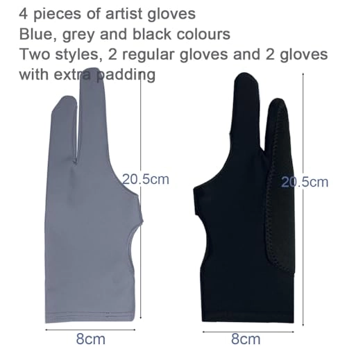 Artist Glove - 4 PCS 2 Finger 3-Layers Palm-Rejection