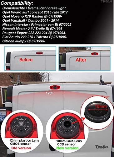 Brake Light Reversing Camera + Rear View Mirror Monitor - Night vision 628 x 586 pixels