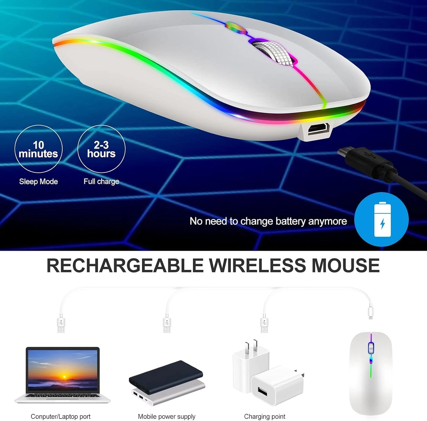 LED Rechargeable Mouse - Bluetooth