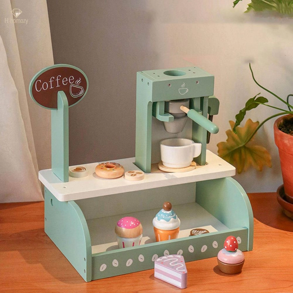Kids Wooden Coffee Machine Station Playset - 12 pcs (5551007-KABI-0159)
