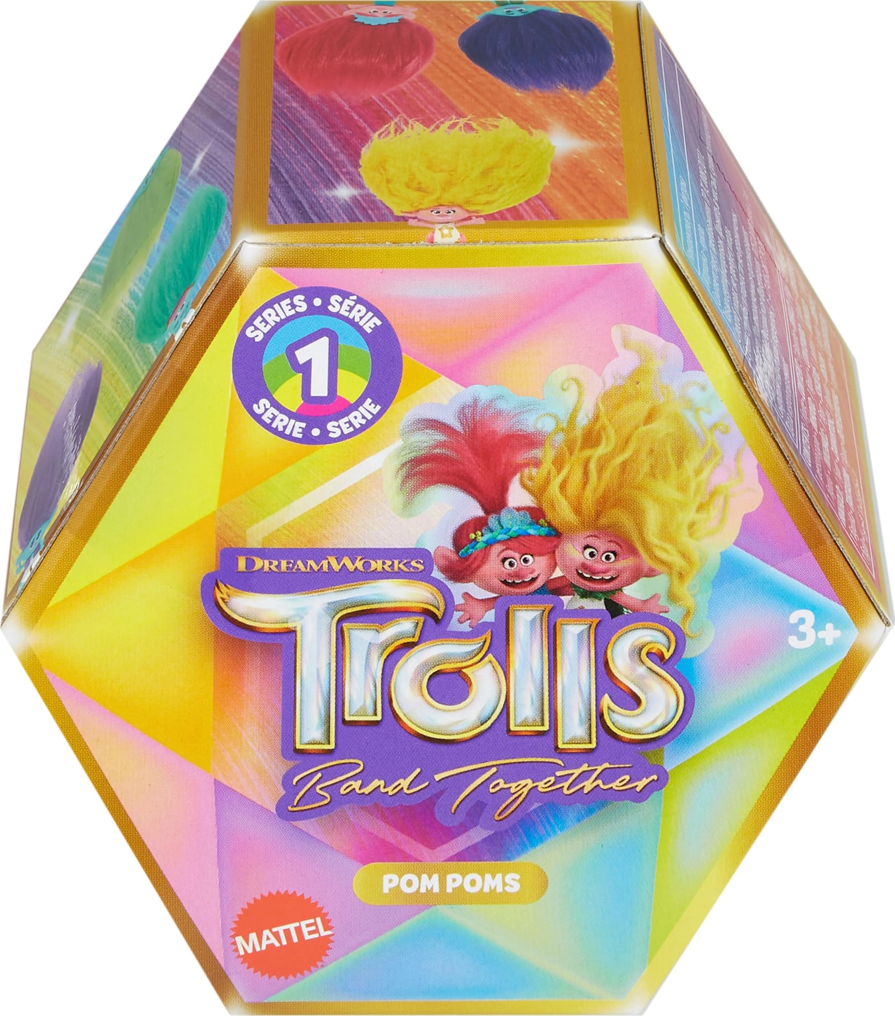 Mattel DreamWorks Trolls Rainbow Pom Poms Keychain - Rainbow Series 1 Flip to Reveal