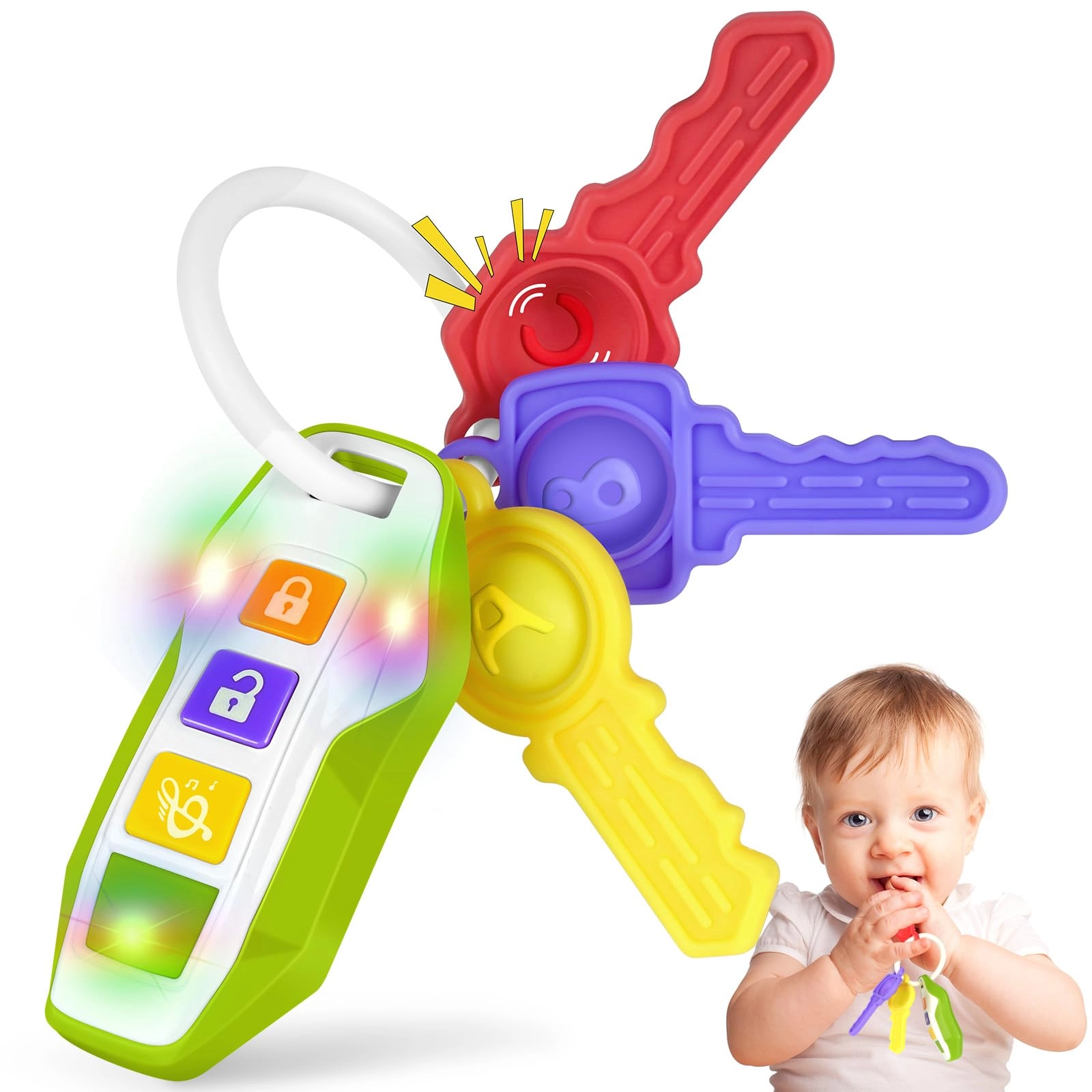 WixbFyn Baby Key Teether - Plastic, Silicone