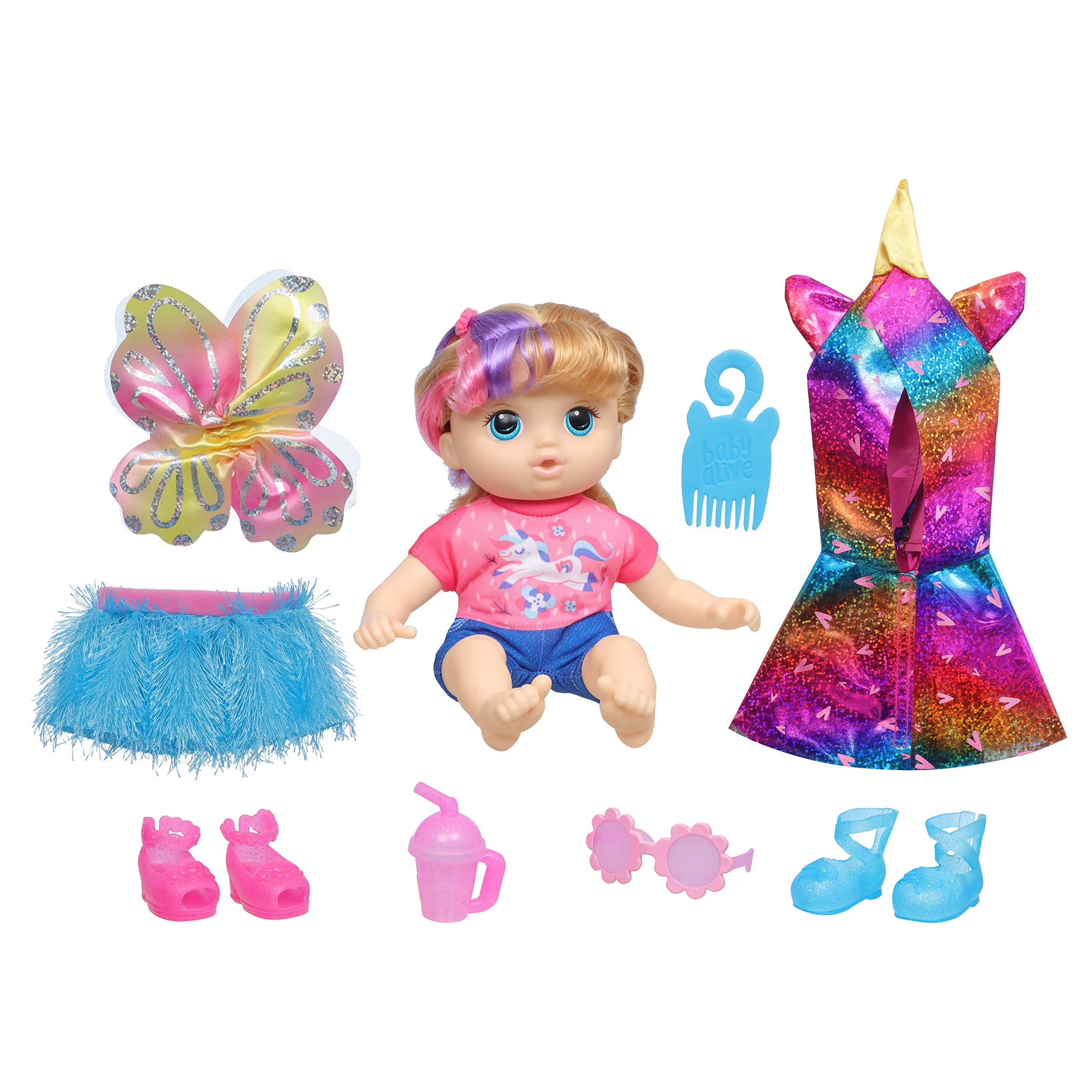 Baby Alive Little Kiera Doll - 9-inch Wavy Blonde Hair Fairytale Accessories Ages 3+