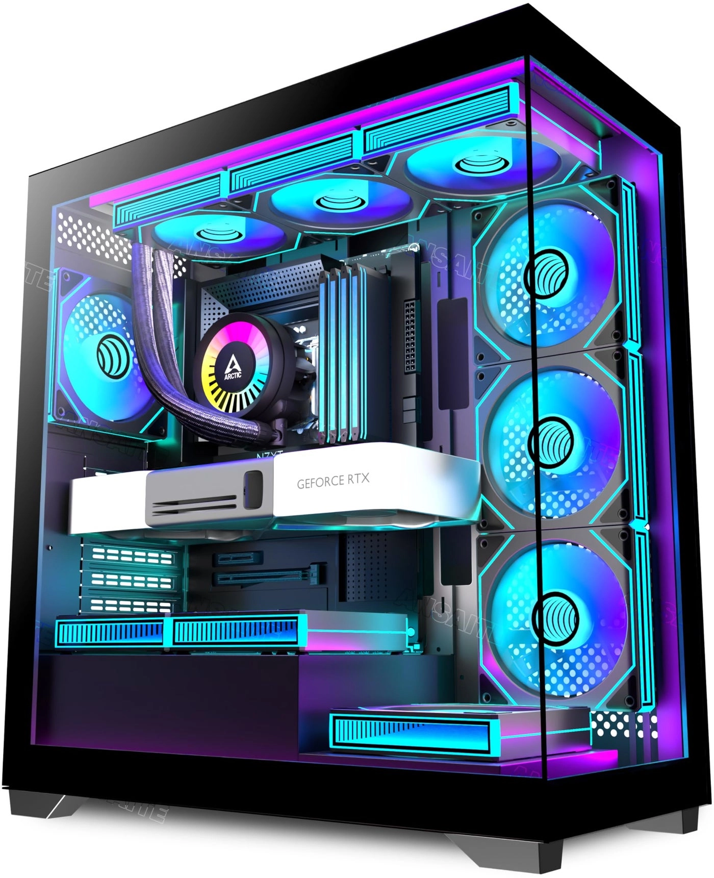 ATX PC Case - Full-View Dual Tempered Glass Mid Tower