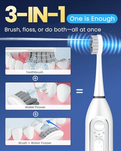 Electric Toothbrush with Water Flosser Combo - 3 Modes 5 Speeds Black
