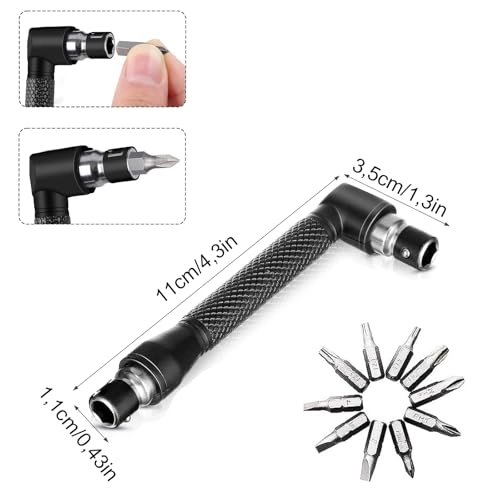 Angle Screwdriver Attachment Set - 14-Piece 1/4 Inch Hex Shank