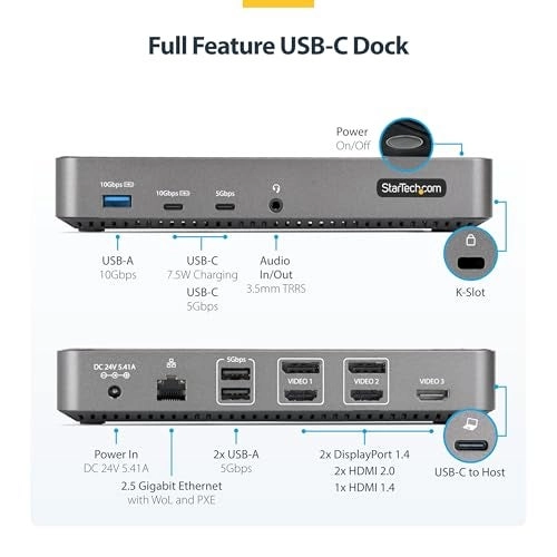 Triple Monitor USB 30 Docking Station - USB 3.0 2x 4K HDMI
