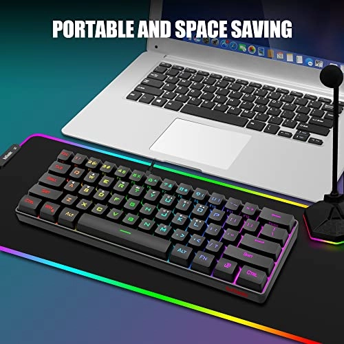 60% 2-in-1 Gaming Keyboard + Honeycomb Optical Mouse - AZERTY Wired