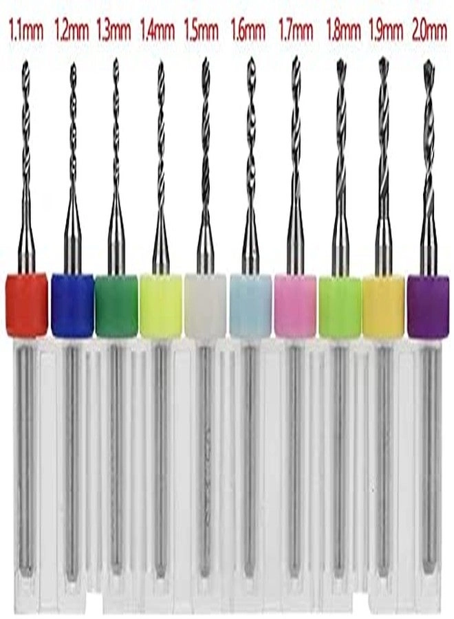 Macro Drill Bits Set - Tungsten Carbide Pack of 10 1.1mm-2.0mm