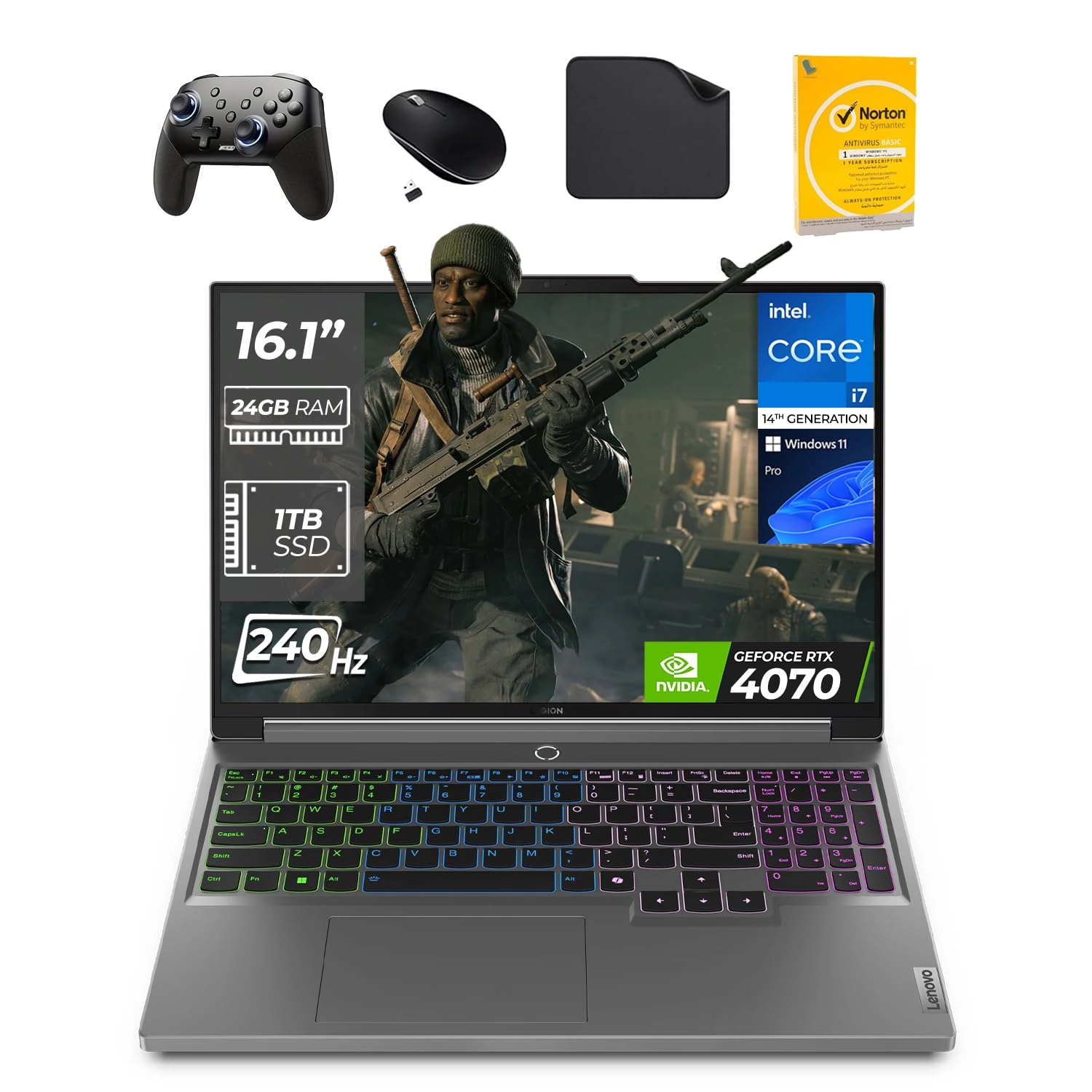 Lenovo Legion 5 - 16.1" i7-14700HX + 1st Wave Game Controller + Mouse + Mousepad + Antivirus