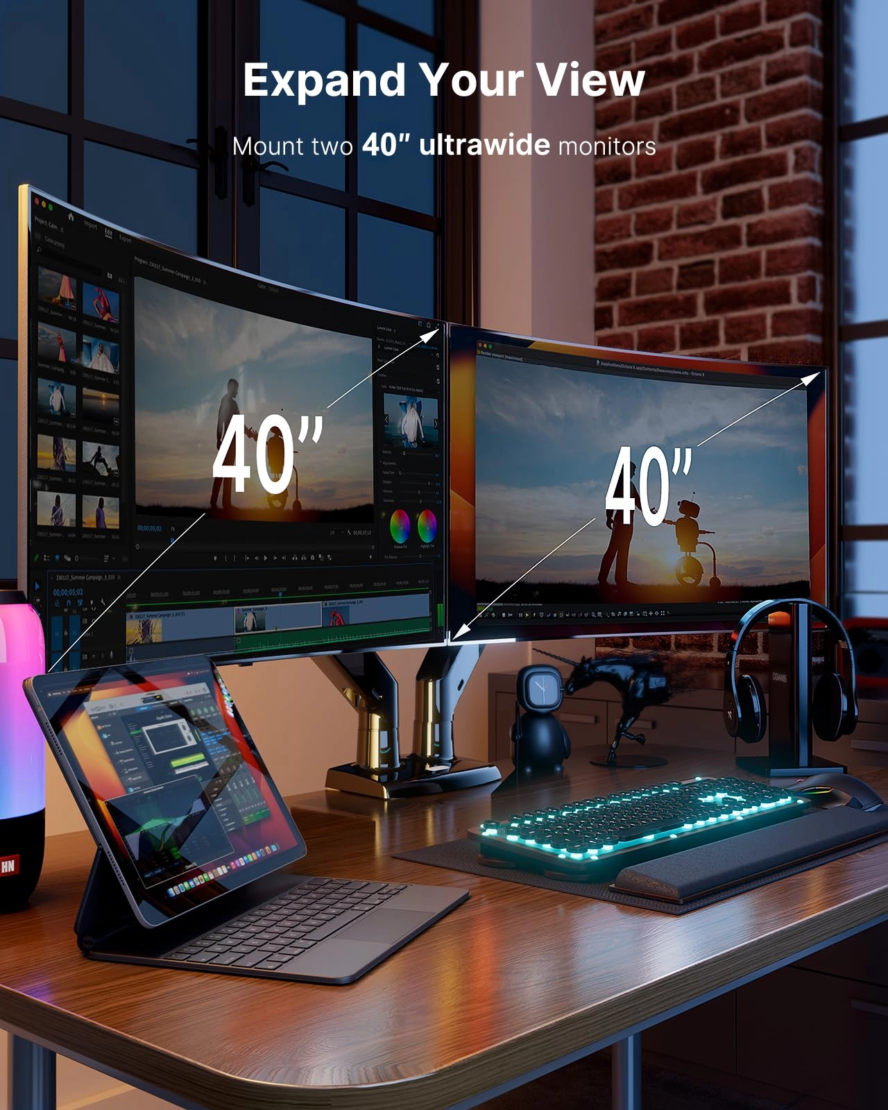 Dual Monitor Stand - 2 13 to 40 inch VESA 75x75mm and 100x100mm