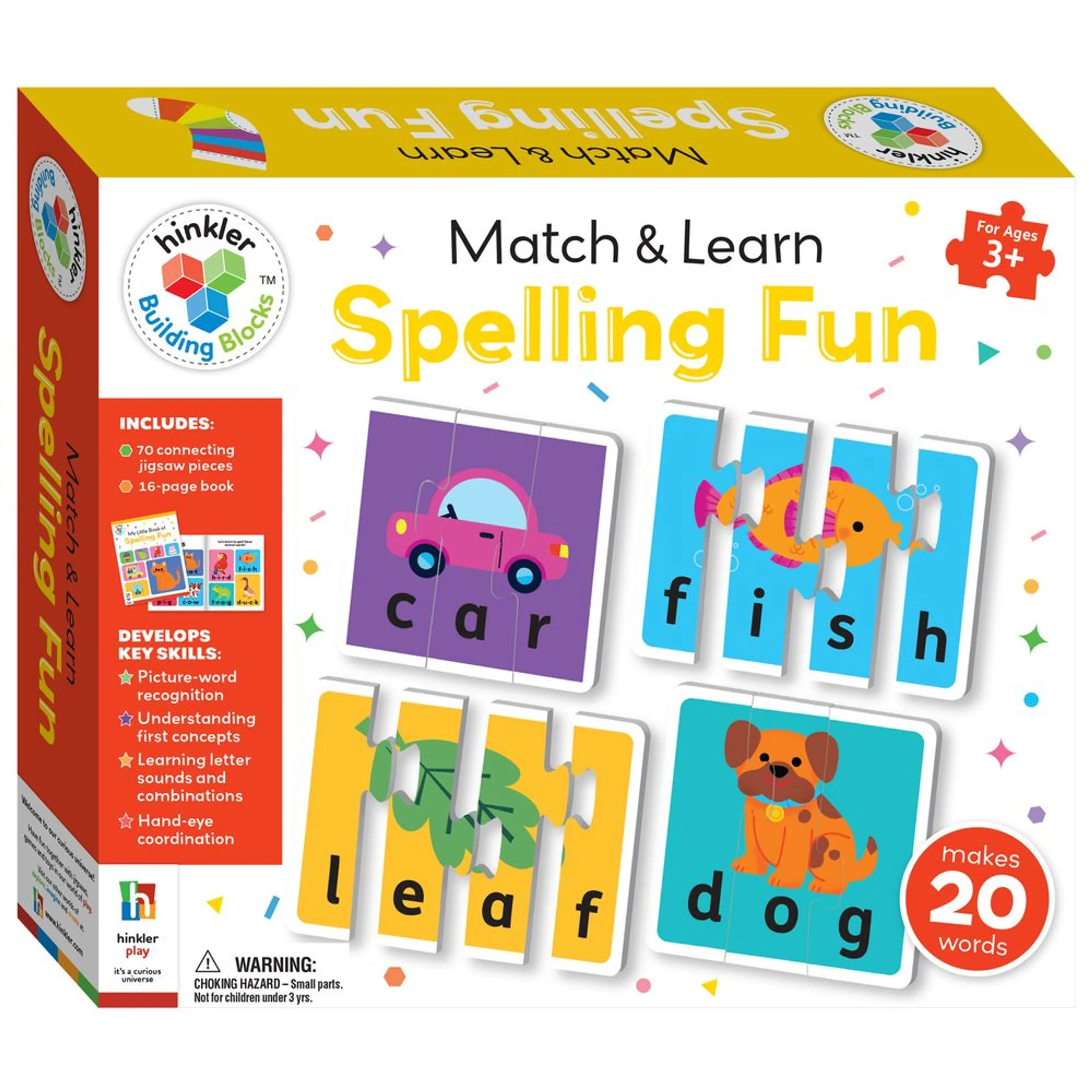 Hinkler Match & Learn Jigsaw Puzzle & Book Set - Suitable for 3 years & above 70 Pcs