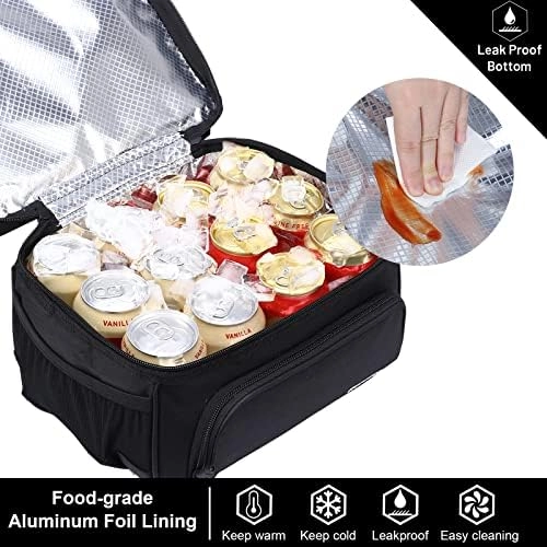 Dual Compartment Lunch Bag Tote - Insulated Leakproof Cooler Detachable Shoulder Strap