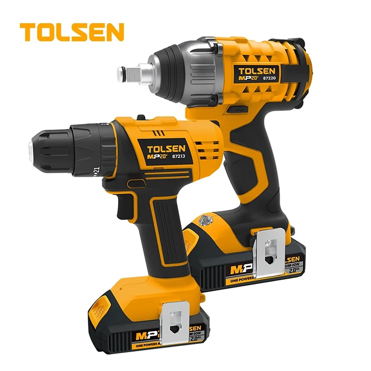 TOLSEN Li-ion cordless drill - 2.0Ah 35 Nm + Li-ion cordless impact wrench - 330 Nm