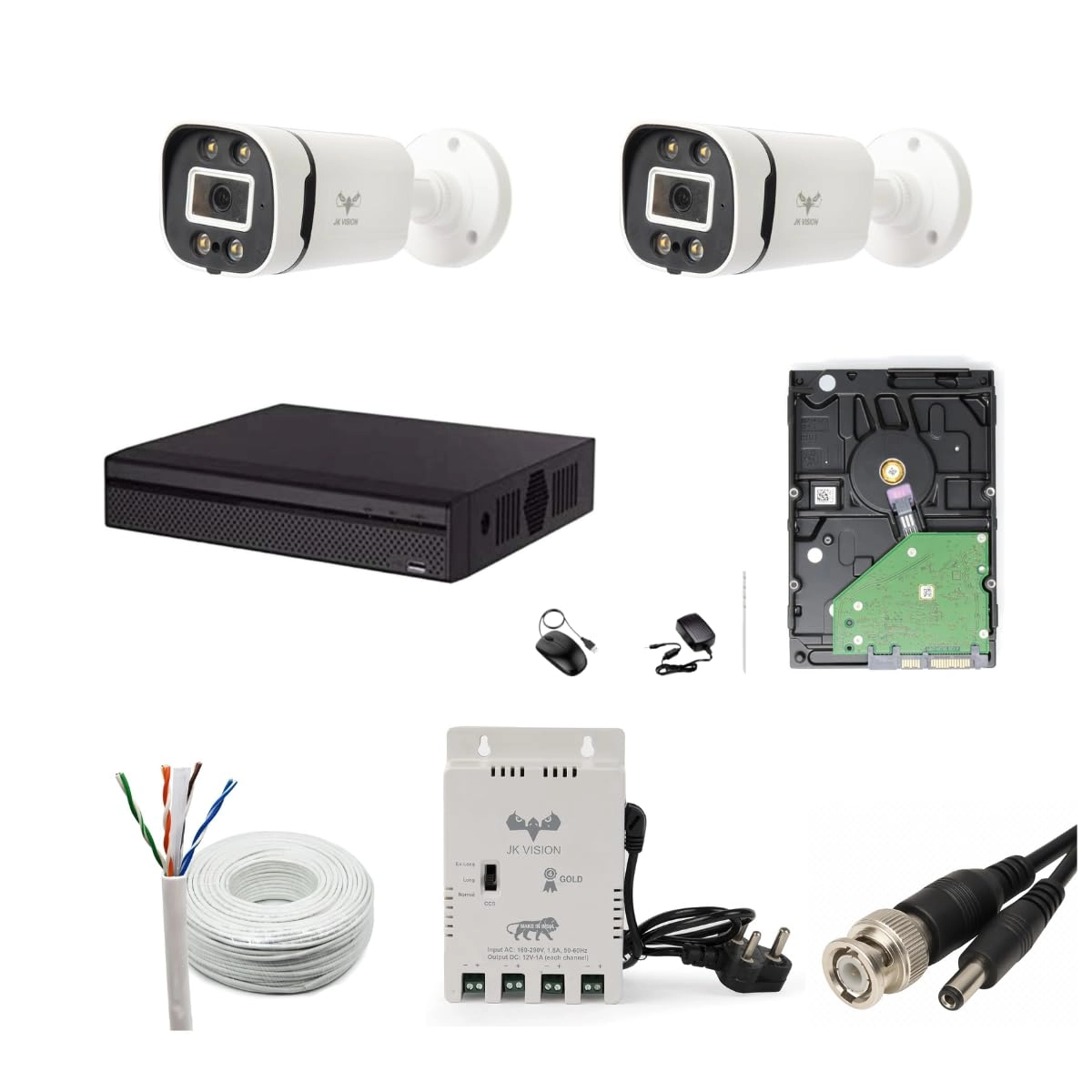 HOTSPOT ELECTRONICS, MUMBAI 400004 Bullet - 2 2.4MP + Hard Disk - 500 GB + Power Supply - 4 Channel + DVR + 90Mtr Cable + BNC/DC