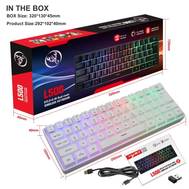 Wireless Gaming Keyboard + Wireless Mouse - Bluetooth