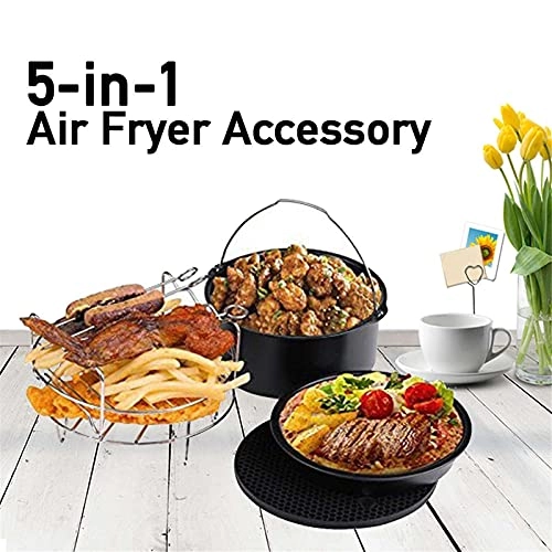 Air Fryer Accessories - Silicone, Stainless Steel, Carbon Steel 5 PCS