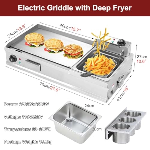 Electric Griddle - 35 x 40cm Deep Fryer