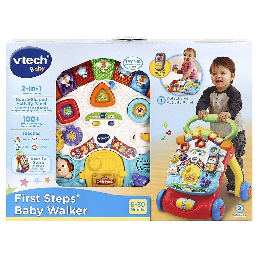 First Steps Baby Walker - Pink/Blue/Yellow 12 Months