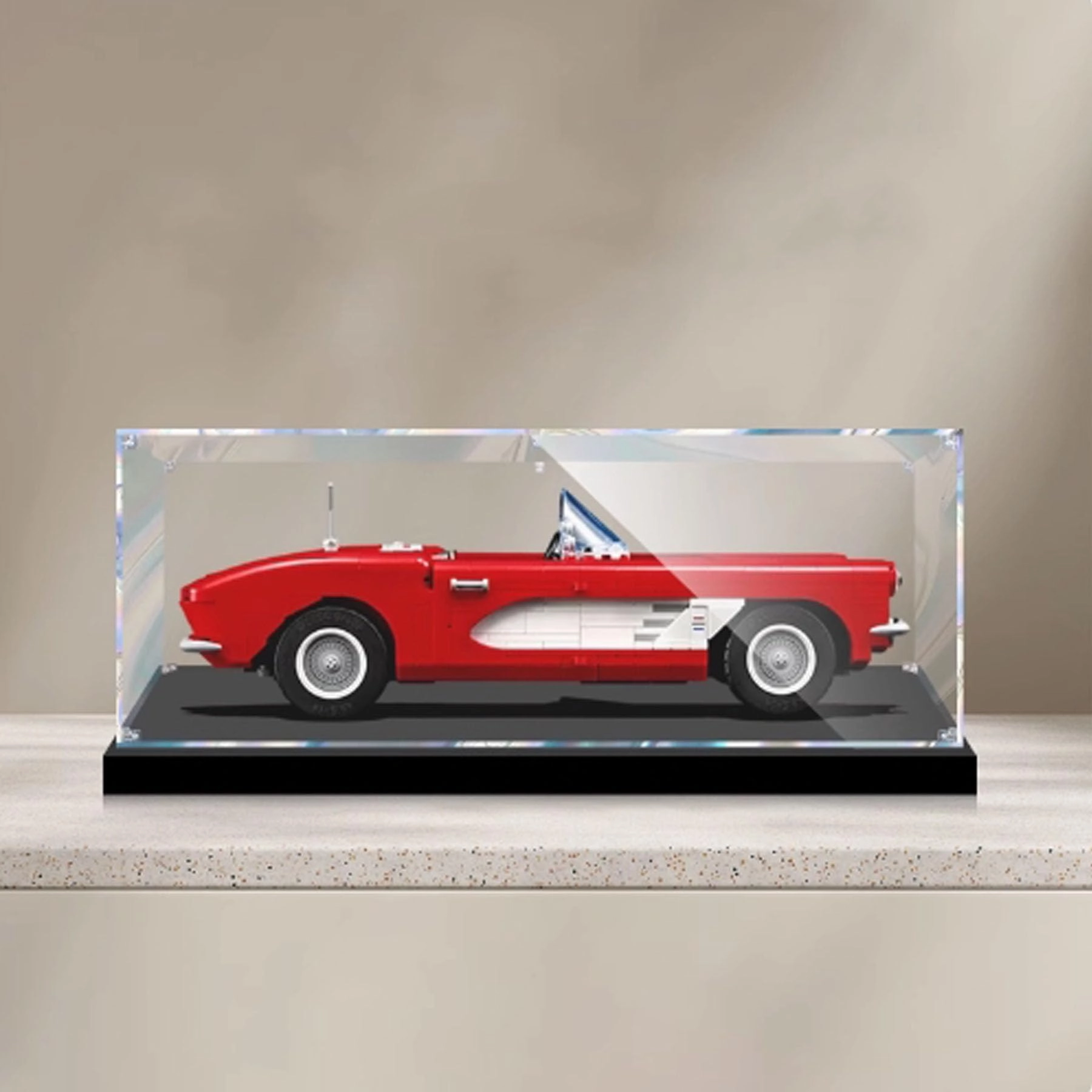 FEIRUBO Acrylic Display Box - Compatible with Lego 10321 Roadster Black Base