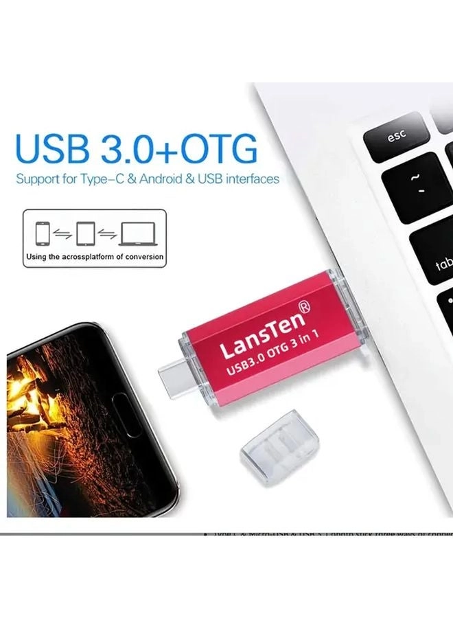3-in-1 Flash Drive - USB 3.0 USB-A USB-C Micro-USB 16GB