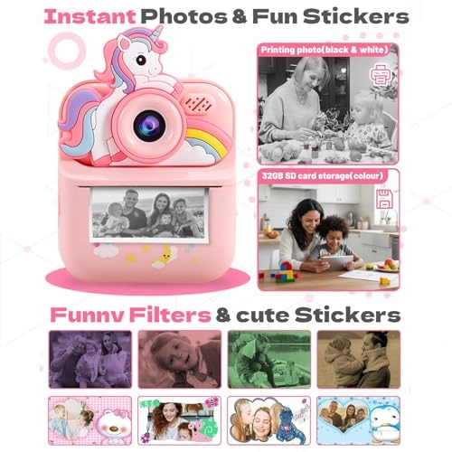 Instant Print Camera - 64G 48MP 1080P