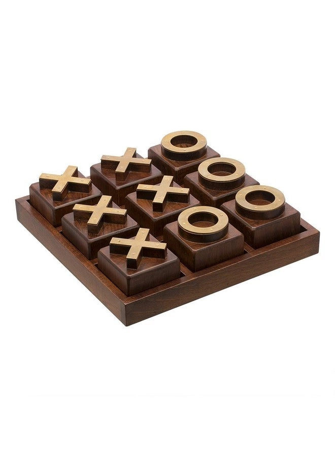 LABZIO Tic-Tac-Toe - Wood Hand Crafted Brass Signs