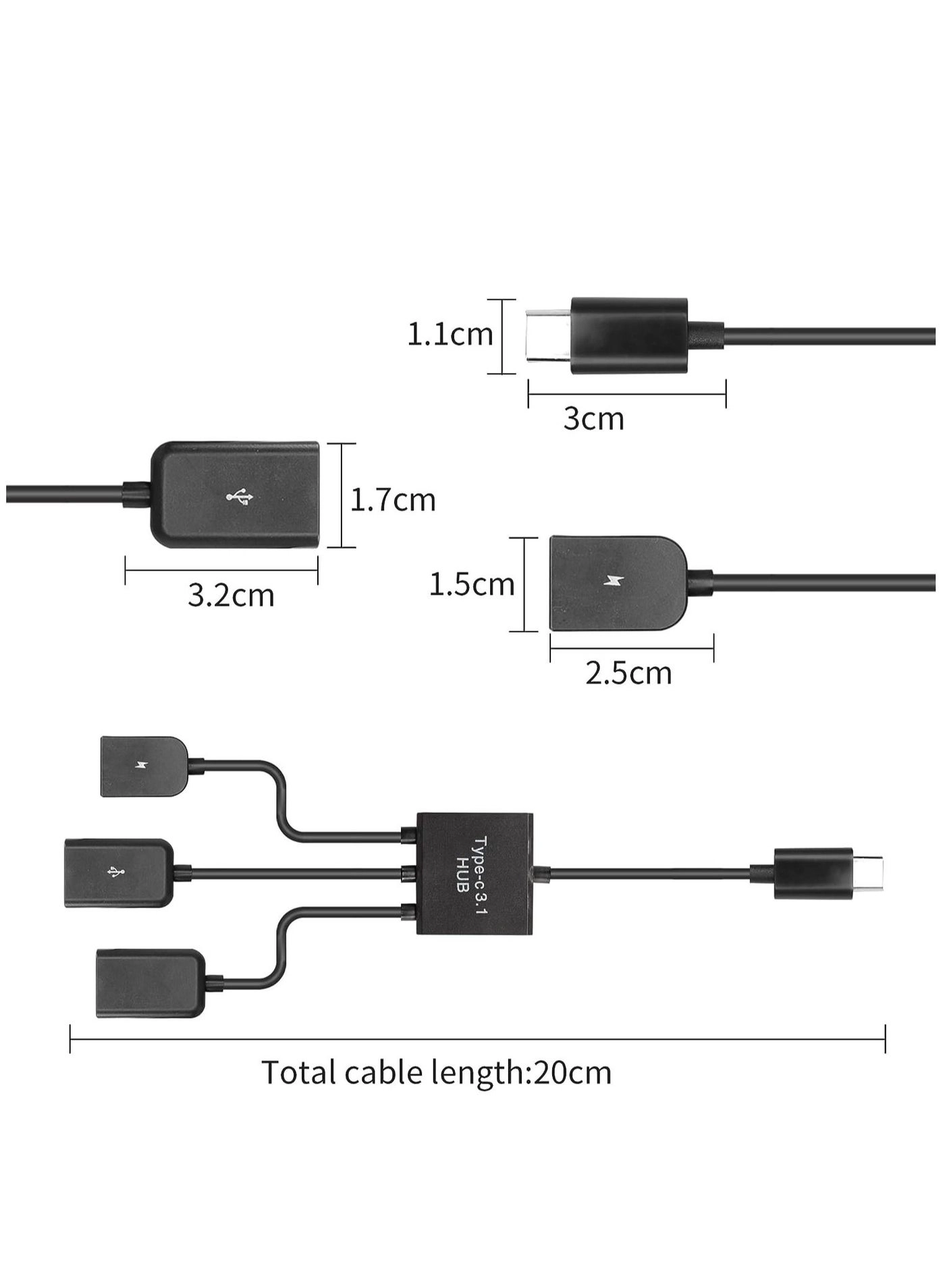 USB C to Dual USB OTG Adapter - 4 Port Type-C