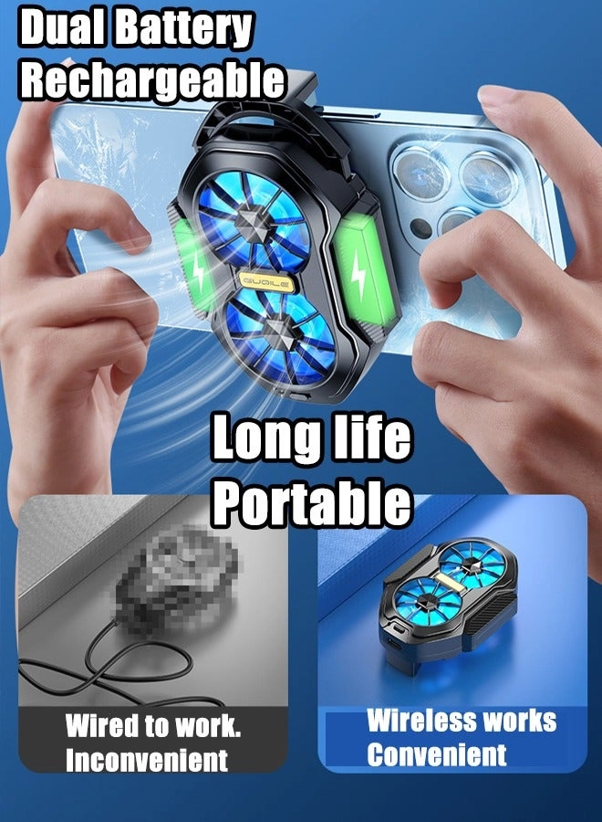 Phone Cooler - Dual Fan LED USB Rechargeable