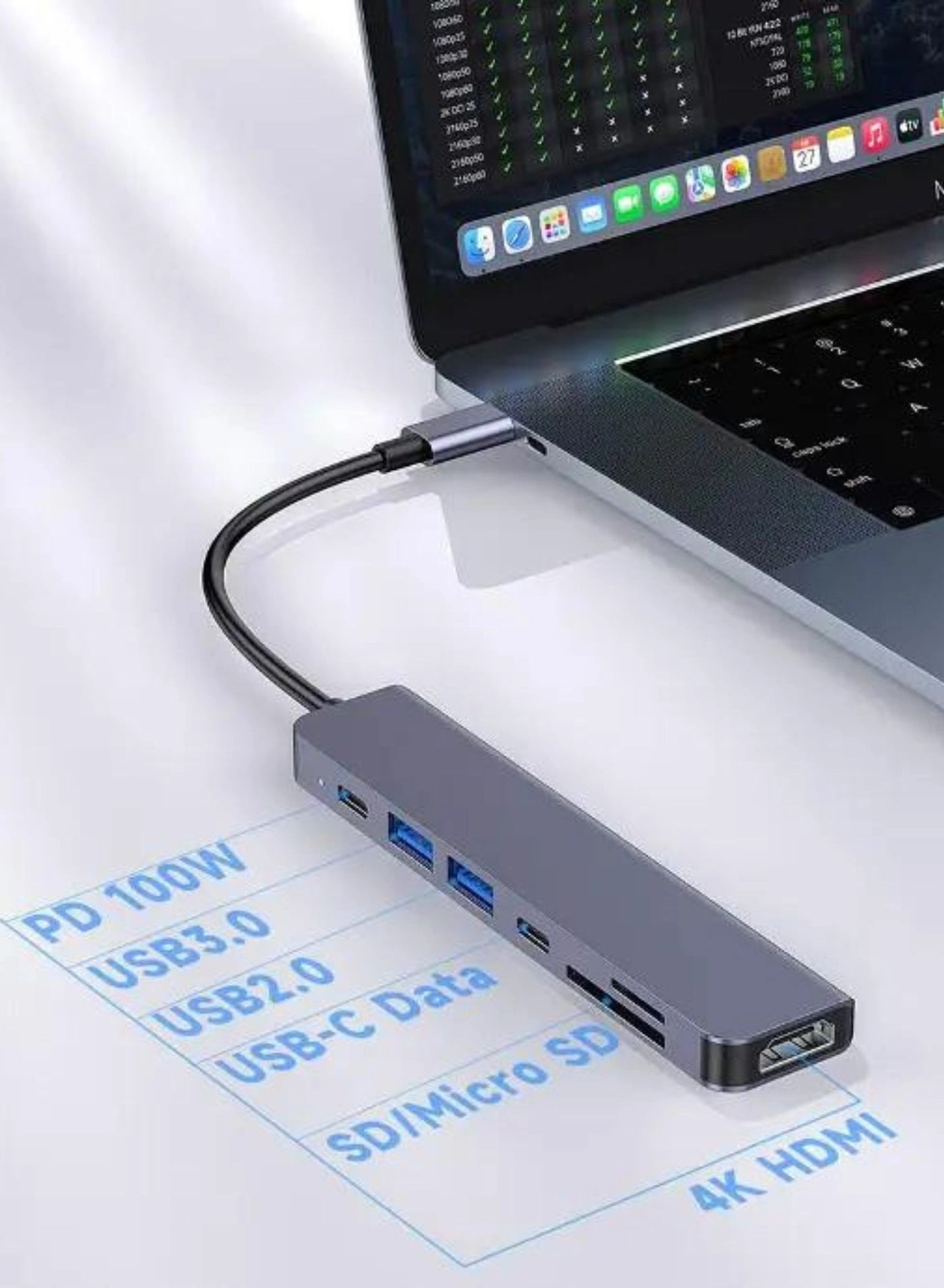 7-in-1 USB-C Hub - 4K@30Hz 100W PD