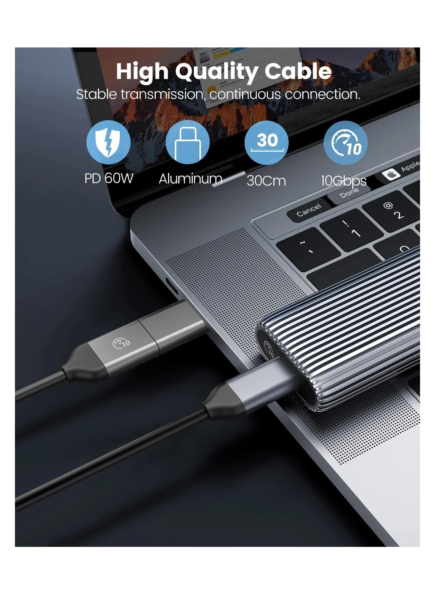 M.2 SSD Enclosure - NVMe SATA Dual Protocol 10Gbps USB-C/A