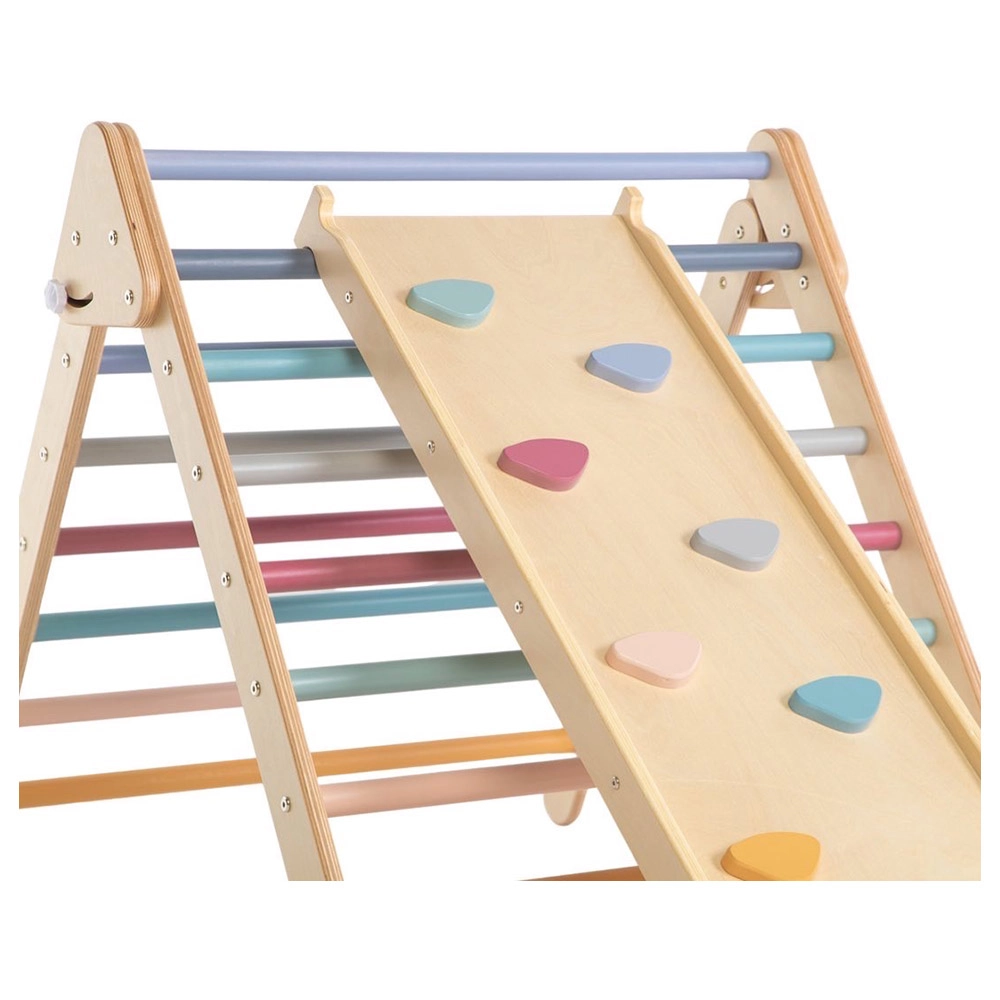 Pikler Triangle - Foldable Natural 80 x 90 x 102 cm + Reversible Ramp - 116 x 41 cm