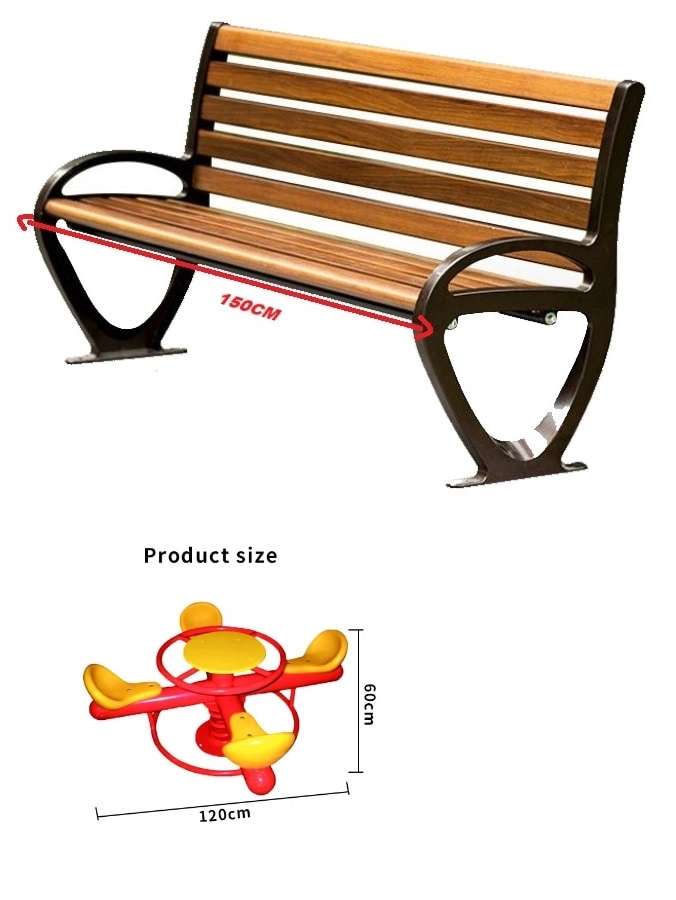 Spring Rider + Round Trampoline - 8FT + Caterpillar Tunnel + Slide and Swing Playground Set + Two Seater Seesaw