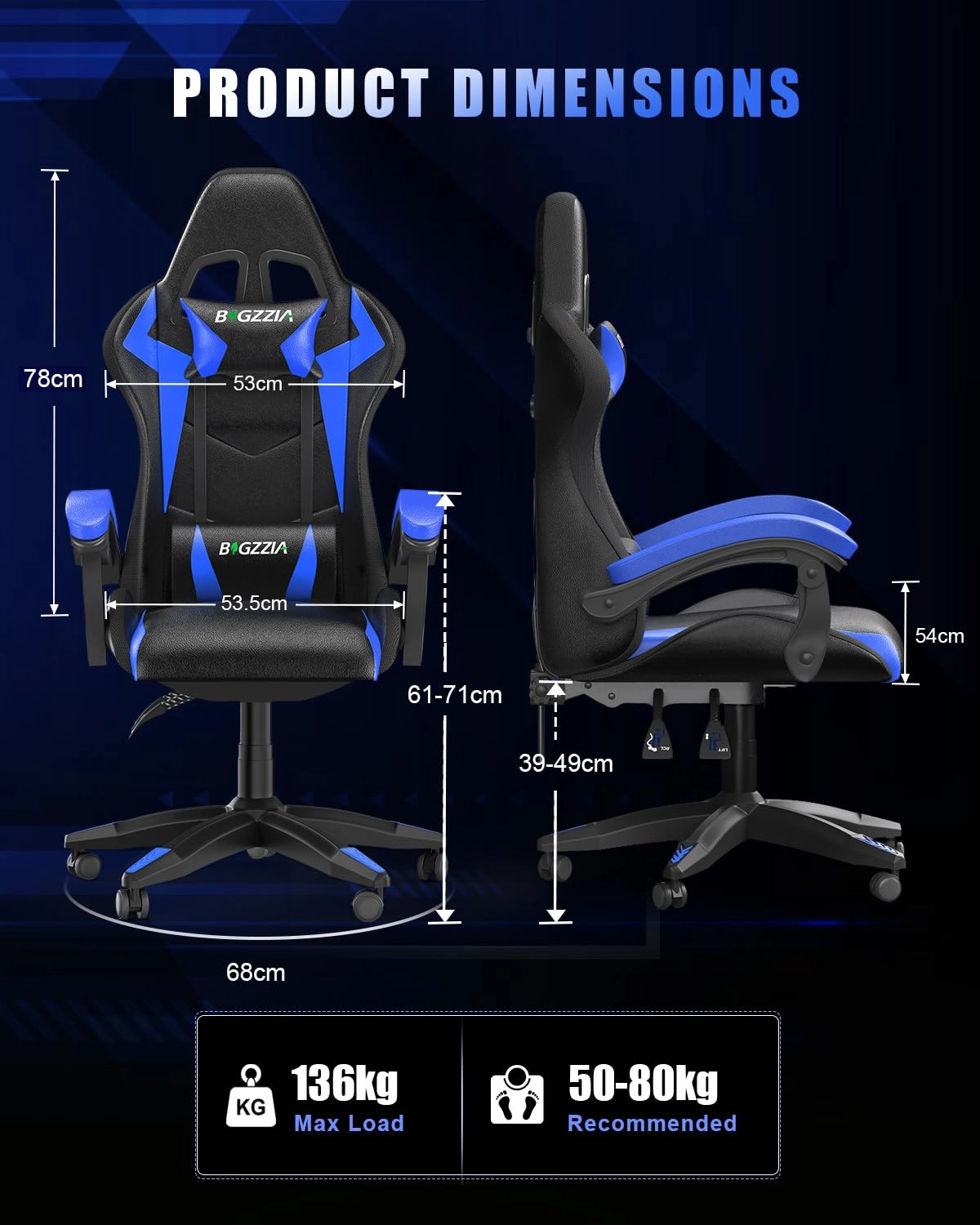 white LED gaming chair - RGB Reclining PU Leather