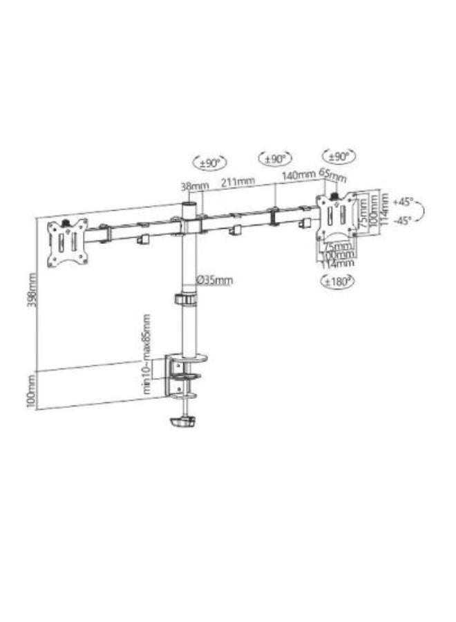 Double Arm Desk Stand - two 17 to 32 inch 75x75mm 100x100mm