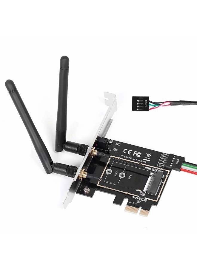 MZHOU Wireless Network Card Adapter - Dual-band 2.4/5G M.2 NGFF to PCI-E 1X WiFi and Bluetooth